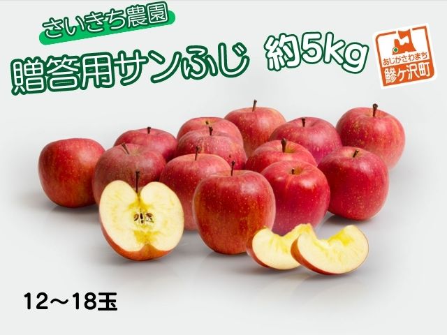 りんご 青森 サンふじ 約 5kg (12～18玉) リンゴ サイキチ農園 青森県 鰺ヶ沢町産 フルーツ 果物 贈答用 贈答 ギフト 白神山地 果物類 林檎 サンフジ ふじ 2024