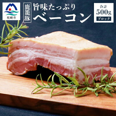枕崎産黒豚 鹿籠豚の旨味たっぷりベーコンブロック【500g】 A8-2【配送不可地域：離島】【1166978】