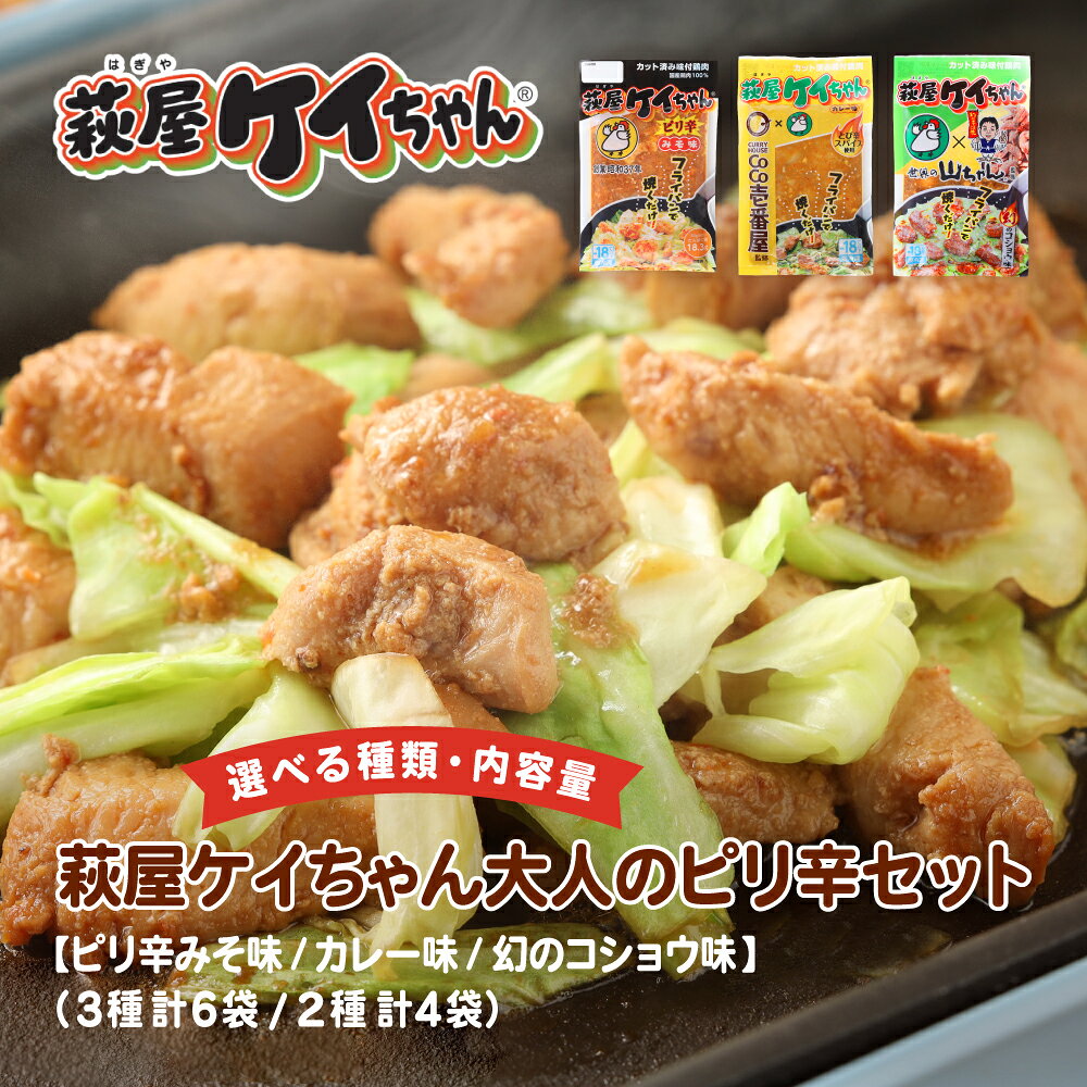 【ふるさと納税】【セット内容が選べる】萩屋ケイちゃん 大人のピリ辛セット【ピリ辛みそ味・カレー味・幻のコショウ味】（3種 計6袋 / 2種 計4袋）冷凍 萩原チキンセンター 簡単調理 味付け 下呂市 下呂温泉 おすすめ アウトドア 味付け 焼くだけ おかず 惣菜 時短 簡単料理