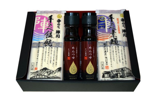 龍の泪×手延べ陣川 (iTQiコラボ) C ／ 麺 蕎麦 素麺 そうめん うどん かつお風味 麺つゆ セット 長崎県 長崎市