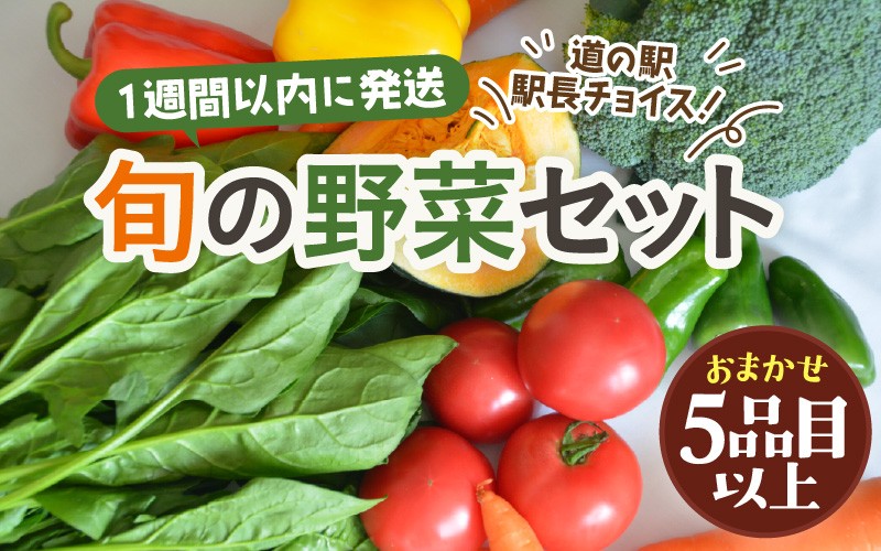
                  【1週間以内で発送！】道の駅駅長チョイス！ 旬の野菜セット 5品目以上 / 季節 野菜 ボックス BOX セット セレクト 農家 おまかせ 多品目 旬 詰め合わせ 根菜 葉物  [aw090-a002]
                