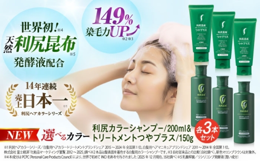 【ダークブラウン×ダークブラウン】【色が選べる！6本セット】利尻カラーシャンプー ＋［白髪用］ 利尻ヘアカラートリートメント つやプラス 糸島市 / 株式会社ピュール ヘアケア シャンプー [AZA087-2]