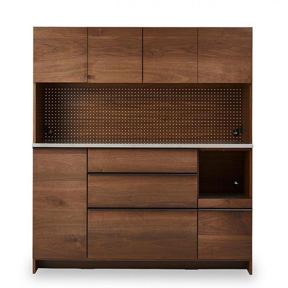 【ふるさと納税】オープンダイニングボード オウル 160サイズ／ウォールナット | 家具 収納 キッチン 食器棚 レンジ台 カップボード 家電 引き出し 木 木製 天板 ステンレス おしゃれ 新生活 一人暮らし 人気 おすすめ 関家具 大川家具