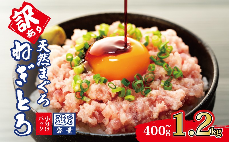 
                  選べる容量 訳あり ねぎとろ 400g ～ 1.2kg 天然 マグロ 鮪 冷凍 小分け 個包装 便利 簡単 ネギトロ ねぎとろ丼 ネギトロ丼 マグロ まぐろ 鮪 たたき 新鮮 海鮮丼 丼 寿司 おかず 惣菜 おつまみ 食べきり 1人前 三重県 伊勢 志摩
                