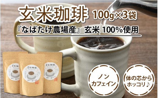 
体の芯からホッコリ 心と体に優しいカフェインレス飲料 玄米珈琲 100g × 3袋 [B-13671]
