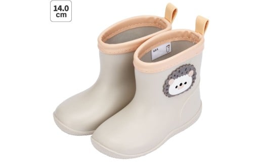 ワッペン 付き レインブーツ【14cm】 長靴 キッズ 子供 おしゃれ かわいい スケーター skater Pompon's ハリネズミ はりねずみ 動物 キャラクター【 反射テープ付き ながぐつ 雨具 雨の日】 奈良県 奈良市 なら 5-126