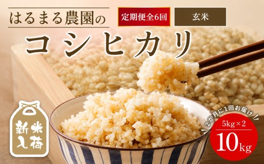 ＜先行予約受付中！2026年8月下旬以降順次発送＞＜定期便6回＞令和8年産 はるまる農園のコシヒカリ 玄米(10kg×6回)【fc-CN008-R8】【はるまる農園】