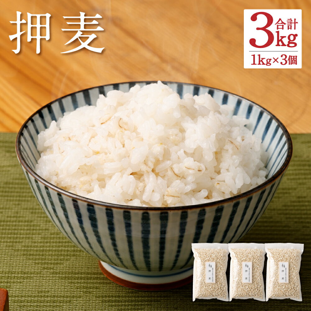 【ふるさと納税】押麦 1kg×3個 合計3kg 麦 押し麦 食物繊維 栽培期間中農薬不使用 九州産 福岡県産 国産 送料無料