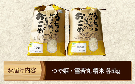 マイスターがつくる つや姫・雪若丸 食べ比べセット 10kg （各5kgずつ）令和7年産 - 山形県 飯豊町産 米 精米 銘柄 ブランド米 林七【価格改定】