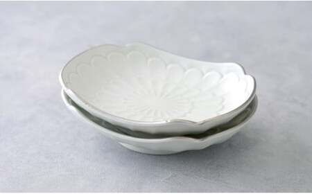 【アウトレット 訳アリ】有田焼 渕プラチナ 楕円皿 2枚 セット 【貝山窯】食器 器 うつわ 取皿 銀 数量限定 A22-64