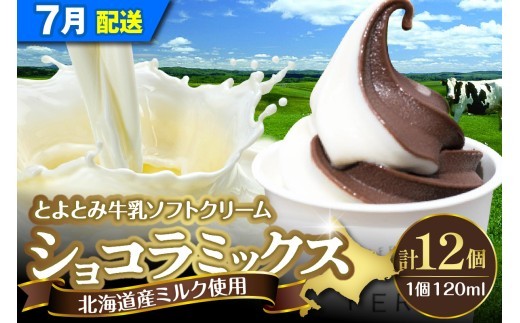 【2026年7月配送】とよとみ牛乳ソフトクリーム【ショコラミックス 120ml×12個】