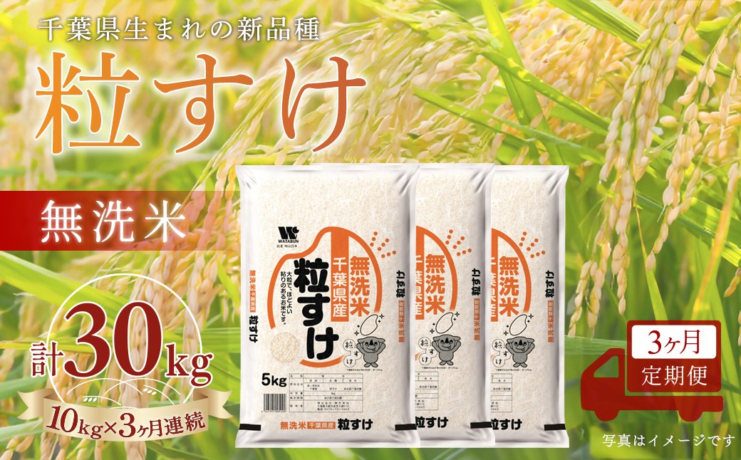 
                  ＜3か月定期便＞ 千葉県産「粒すけ」無洗米 10kg×3か月連続 計30kg
                