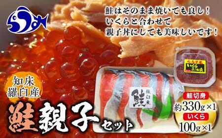 知床羅臼産 鮭親子セット 鮭切身330g前後・醤油いくら100g 各1パック  ｜ いくら