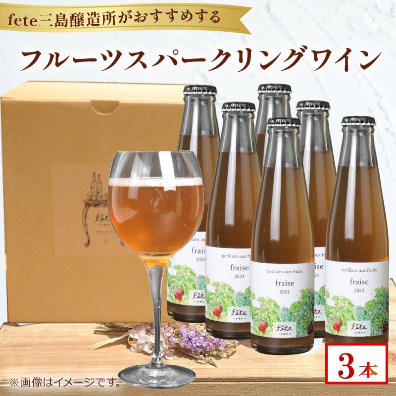 
            フルーツスパークリングワイン fete三島醸造所おまかせ 計3本 フルーツ ワイン 酒  贈答 おすすめ 父の日 母の日 お祝い ギフト プレゼント パーティー 湧水 富士山 三島市 静岡県
          