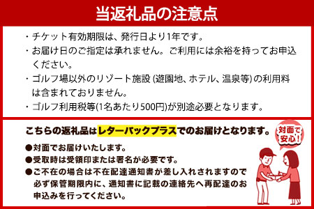 荒尾市　グリーンランドリゾートゴルフ全日18Hプレー券2名様/チケット2枚《30日以内に順次出荷(土日祝除く)》グリーンランドリゾート株式会社 レターパック配送 対面受け取り
