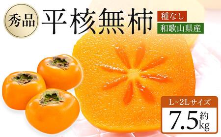 [2025年10月上旬～発送]和歌山県産 秀品 平核無柿 約7.5kg L ~ 2L サイズ 青秀品 たねなし柿 種無し柿 選果場 直送