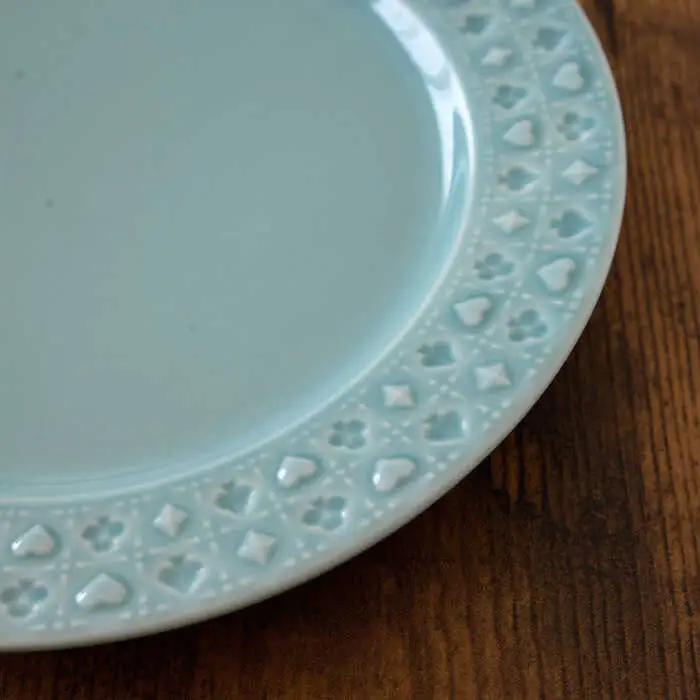 【波佐見焼】リムプレート トランプ レリーフ アクアグリーン 2点セット【ルセラ・ポーセリン】[CG09]