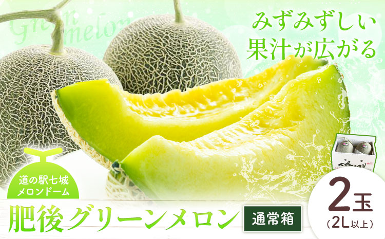 【先行予約】肥後グリーンメロン 2玉 2L以上 通常箱【メロンドーム】 有限会社七城町特産品センター《5月中旬-6月中旬頃出荷》熊本県 菊池市 メロン グリーンメロン 果物 フルーツ 熊本県産 送料無料