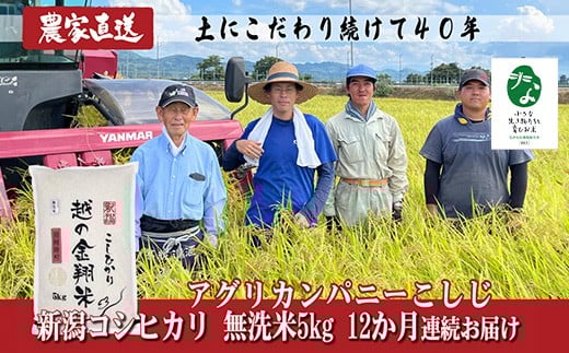 
                  J8-7MC05ZA【12ヶ月連続お届け】新潟県長岡産コシヒカリ無洗米5kg【「小さな生き物たちと育むお米」認証品】
                