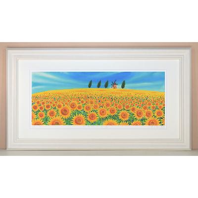 ふるさと納税 川口市 栗乃木ハルミ版画額装品「ひまわりの丘」