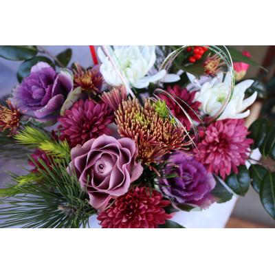ふるさと納税 筑西市 お正月お花のアレンジメントSSサイズ/花瓶不要!届いてそのまま飾れるフラワーアレンジ |  | 01