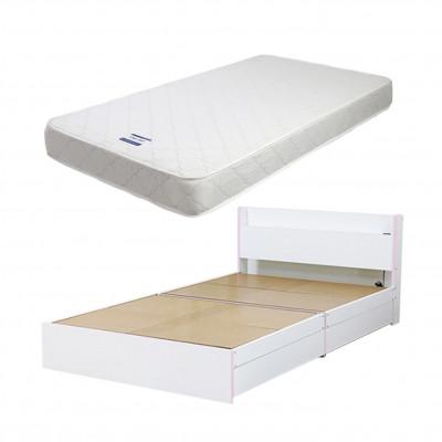 ふるさと納税 知立市 【組立付き】375シングルベッド(ホワイト&amp;ピンク)ポケットコイルマットレス付(1308)