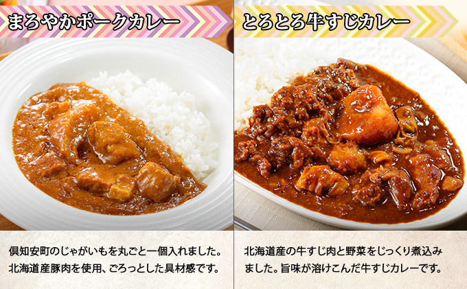 北海道 倶知安 カレー 4種 食べ比べ 計4個 中辛 スープカレー ビーフカレー ポークカレー 牛すじカレー じゃがいも 牛肉 豚肉 チキン 業務用 レトルト 食品