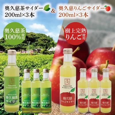 ふるさと納税 大子町 【数量限定】奥久慈りんごサイダー・奥久慈茶サイダー　200ml×各3本　計6本セット|茨城県 大子町