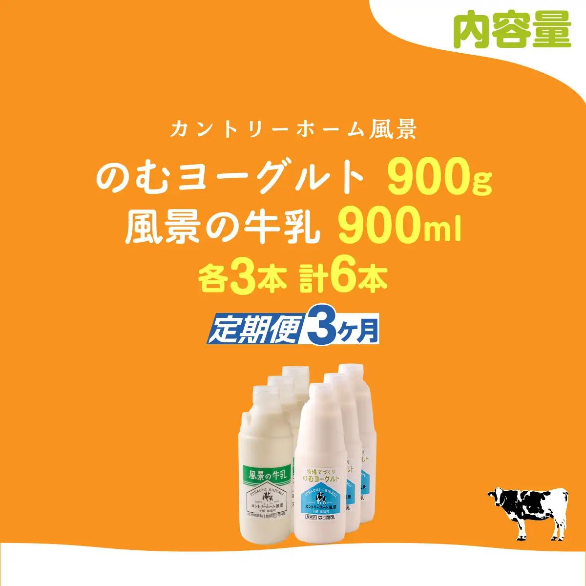 【定期3ヶ月】のむヨーグルト900g 風景の牛乳900ml 各3本 SKB100