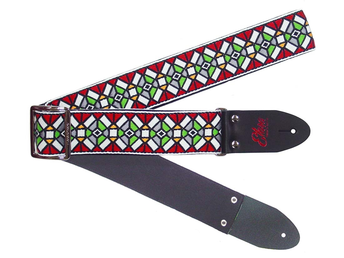
                  【ギターストラップ】 Elara Straps Stained Glass Red(Black) 郡上市 レザー 真鍮バックル ウルトラスエード プロ仕様 エレキ アコギ ベース Ksound 小林楽器店
                