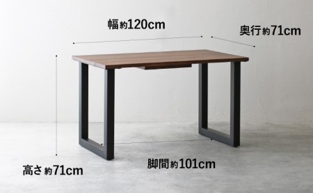 デスク 120 引き出し付 秋山木工 スチール 脚 ウォールナット ウォルナット W120ｘD71ｘH71cm 無垢 家具 木製 シンプル 国産 在宅 テレワーク パソコンデスク 学習机 天然木 ワー