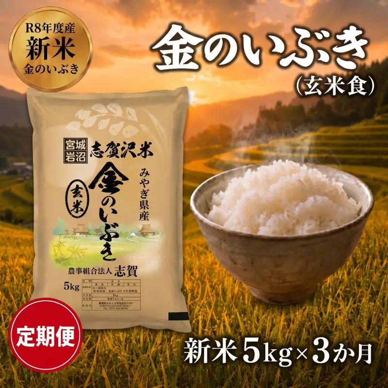 新米 定期便 3ヶ月 令和8年産 金のいぶき 5kg  玄米