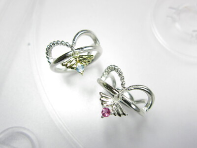 ジュエリームナカタ　【9月 サファイア】 ベビーリング　～エンジェルハート～　シルバー製／チェーンなし【11100-2355】