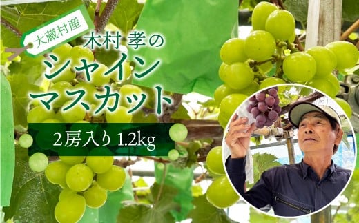 大蔵村産　シャインマスカット　2房　1.2kg