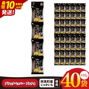 【10営業日以内に出荷】カルビー 堅あげブラック ペッパープッチ4 60g(15g×4袋)×10個｜Calbee お菓子 菓子 おやつ おかし ぽてち ポテチ スナック おつまみ ジャガイモ じゃがい