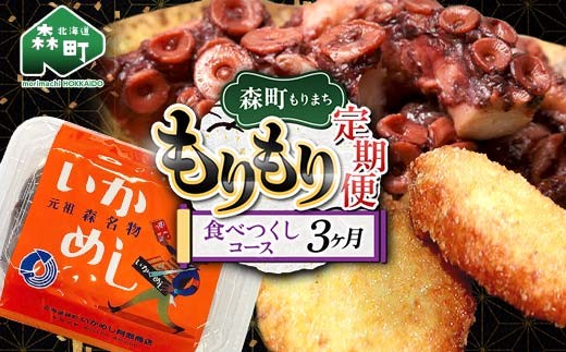 森町もりもり定期便3ヶ月【食べつくしコース】 定期便 北海道 3ヶ月 3回 いかめし たこ レトルト 海鮮 コース 大容量 mr1-1126