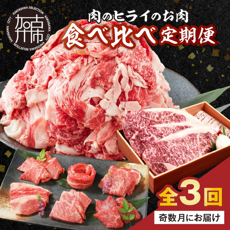 【ふるさと納税】【レビューキャンペーン】肉のヒライのお肉食べ比べ定期便 全3回【奇数月にお届け】