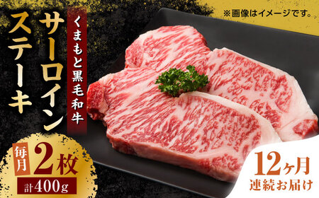 【12回定期便】くまもと黒毛和牛 サーロインステーキ 計400g（2枚）【馬刺しの郷 民守】ステーキ サーロイン 霜降り 熊本県 [ZBL108]