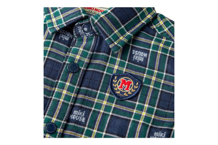 【ミキハウス】長袖シャツ 子供用　紺・120サイズ（55-26-N-120）こども 子ども服 子ども 子供 子供服 播州織 シャツ mikihouse ミキハウス