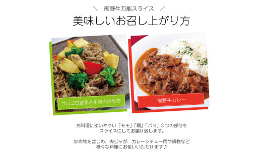 特選黒毛和牛 熊野牛 万能スライス 約1kg | 牛肉 肉 お肉 和牛 黒毛和牛 ブランド牛 スライス モモ肉 肩肉 バラ肉【mtf500A】