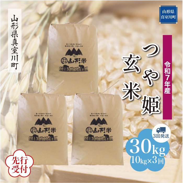 ＜令和7年産米先行受付＞ 真室川町産 特別栽培米 つや姫 【玄米】30kg 定期便 (10kg×3回) 　配送時期指定できます！