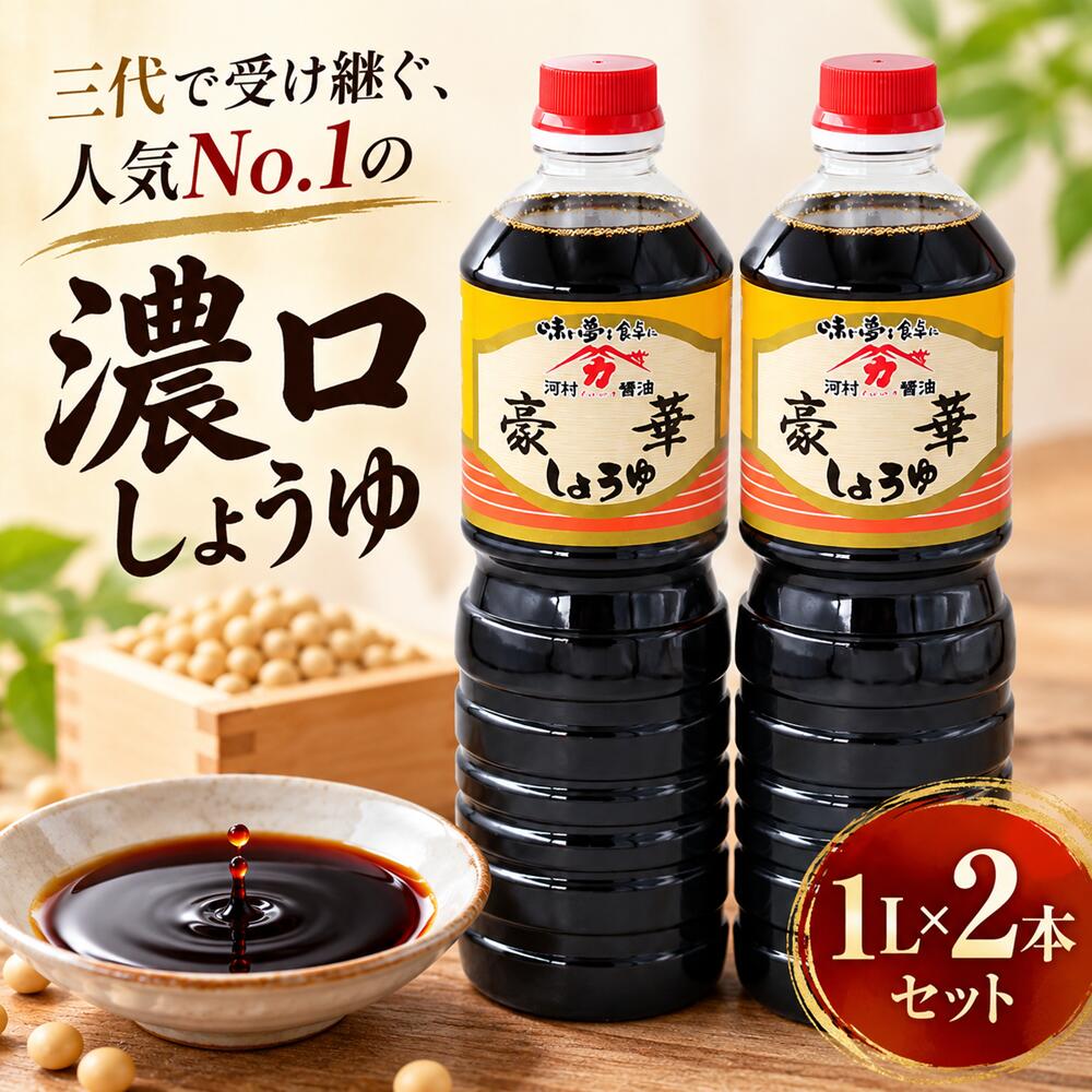 【ふるさと納税】豪華しょうゆ 濃口 1L×2本 セット | しょうゆ 醤油 こいくち 1リットル 1l 山口県 光市 河村醬油 AJ0102