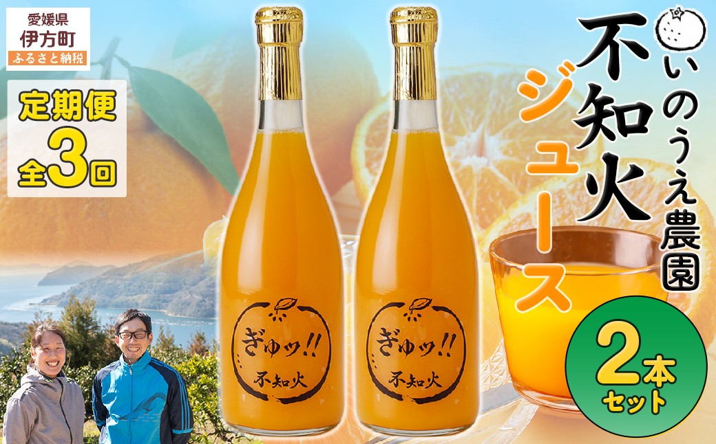 
                  【定期便】いのうえ農園 不知火ジュース2本セット 全3回※離島への配送不可  【ふるさと納税 人気 おすすめ ランキング 柑橘 みかん ミカン 蜜柑 ジュース ミカンジュース みかんジュース 不知火 不知火ジュース 定期便 フルーツ 果物 産地直送 いのうえ農園 愛媛県産 愛媛県 伊方町 送料無料】 IKTAI028 
                