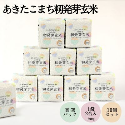 【ふるさと納税】秋田県産 あきたこまち 籾発芽玄米 真空キューブ米 3kg（300g×10個）[令和6年産]【 お米 使いやすい 保存 お裾分け 便利 真空袋 お弁当 あま味 モチモチ 白米 美味しい 】　お届け：2026年9月末まで