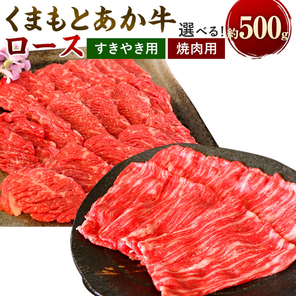 【ふるさと納税】＜選べる種類＞【GI認証】くまもとあか牛 ロース すきやき用 もしくは 焼肉用 約500g×1 あか牛 赤牛 牛肉 和牛 肉 お肉 ロース肉 赤身 スライス すき焼き すき焼 焼き肉 やきにく BBQ バーベキュー 冷凍 熊本県 相良村 送料無料