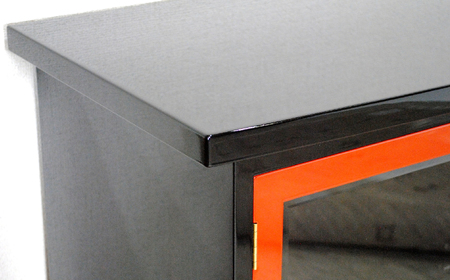  45朱塗リビングボード 朱と黒 UV漆 〈創業明治2年、田中家具謹製〉二本松伝統家具 【田中家具】