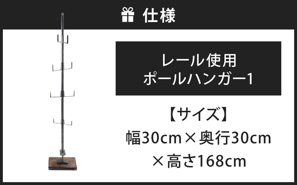 魅せて、掛ける。 レール使用ポールハンガー 1 艶消しクリア（鉄の色）×ウォルナット