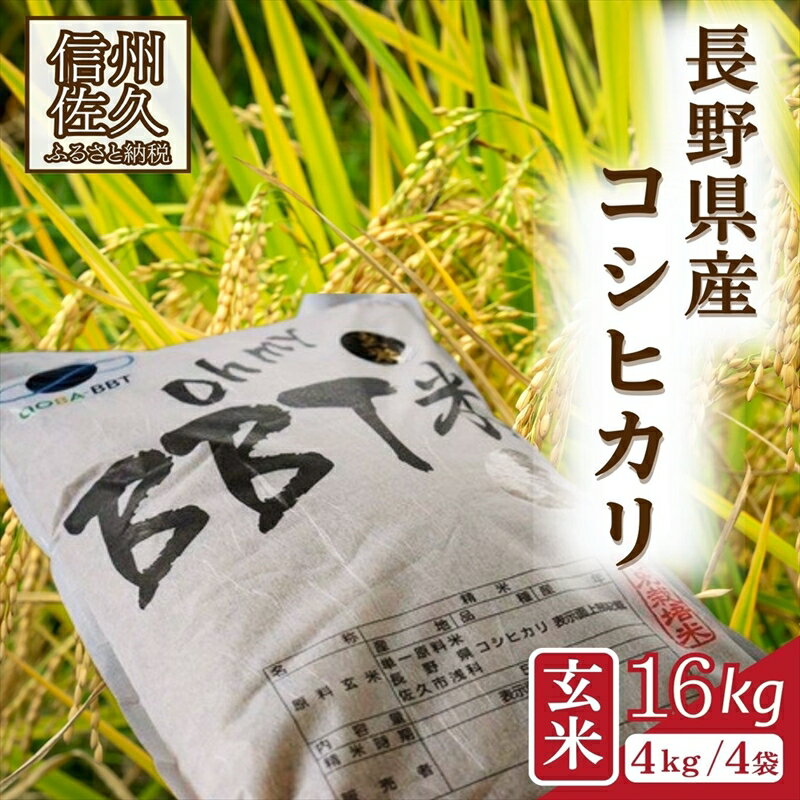 【ふるさと納税】【令和8年産・玄米16kg（4kg×4袋）】特別栽培米　BBT米（五郎兵衛米） 〈2026年10月中旬頃～順次発送〉 先行予約　新米　信州　こしひかり【 米 コメ 玄米 お米 こめ おこめ 予約 備蓄品 コシヒカリ 長野県 佐久市 】