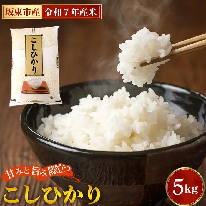 令和7年産　こしひかり5kg【坂東市産】 ／ 令和7年 新米 米 お米 こめ コメ 精米 白米 ご飯 国産米 5kg 5キロ コシヒカリ こしひかり 甘み 粘り 香り ツヤ おすすめ 人気 おいしい お取り寄せ 産地直送 産直 坂東市産 茨城県産 茨城産 茨城県 特産品 No.848