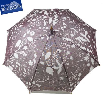 ふるさと納税 富士吉田市 日傘　 夏草/エンジ　麻100%/パラソル/散歩/熱中症対策/日焼け対策/清涼感 【舟久保織物】